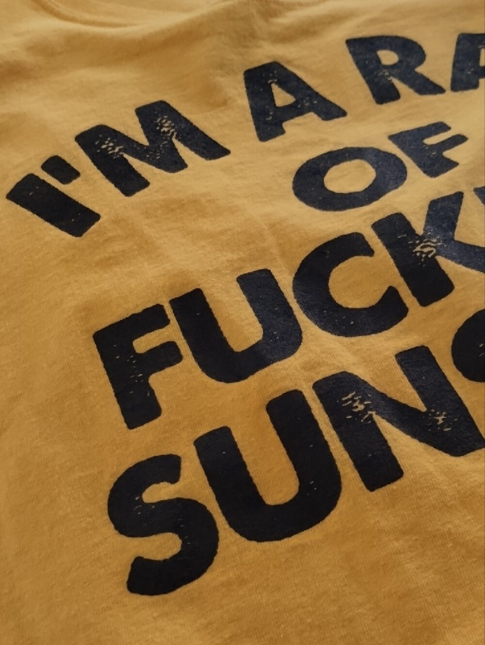 Spencer's 🌞 Oversized Unisex Graphic Tee Deep Golden Yellow Black Bold Slogan - Picture 3 of 6